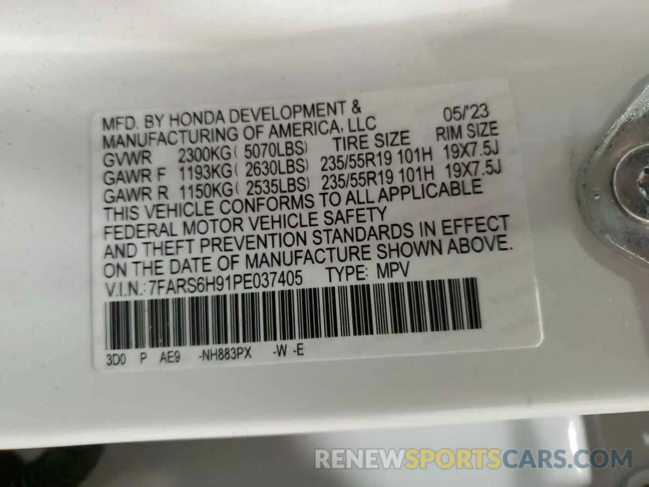 14 Фотография поврежденного автомобиля 7FARS6H91PE037405 HONDA CRV 2023