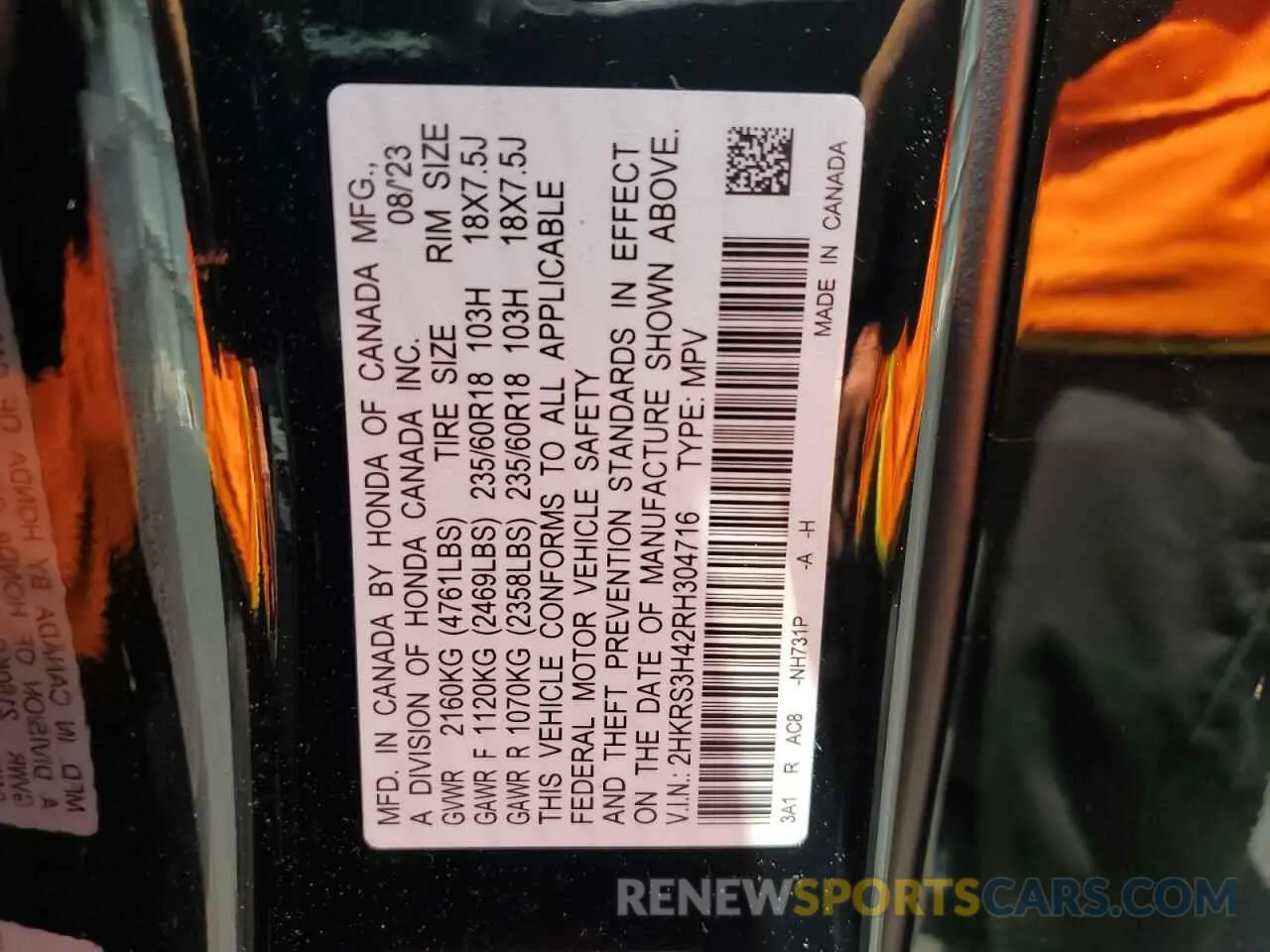 13 Photograph of a damaged car 2HKRS3H42RH304716 HONDA CRV 2024
