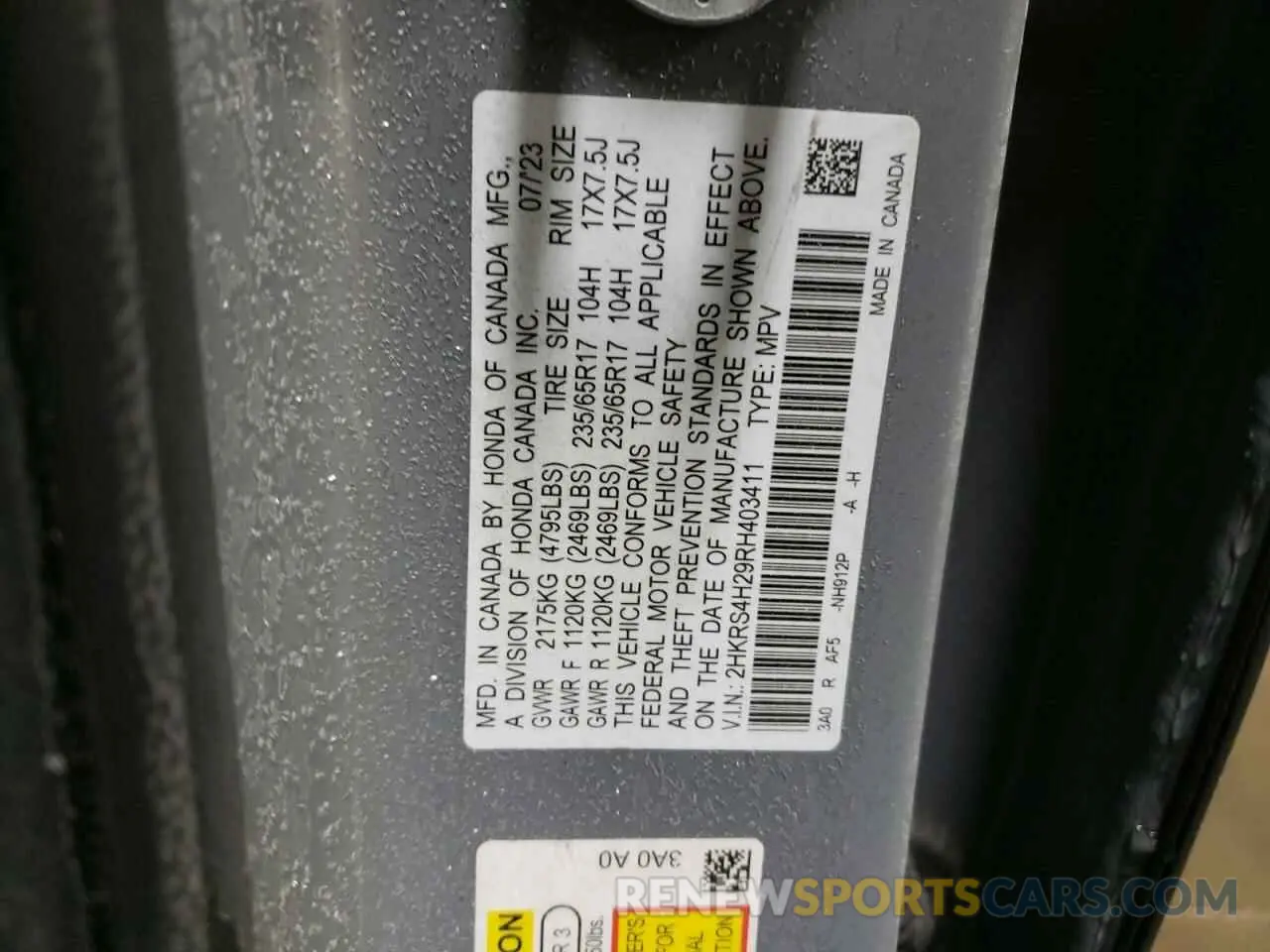 13 Photograph of a damaged car 2HKRS4H29RH403411 HONDA CRV 2024