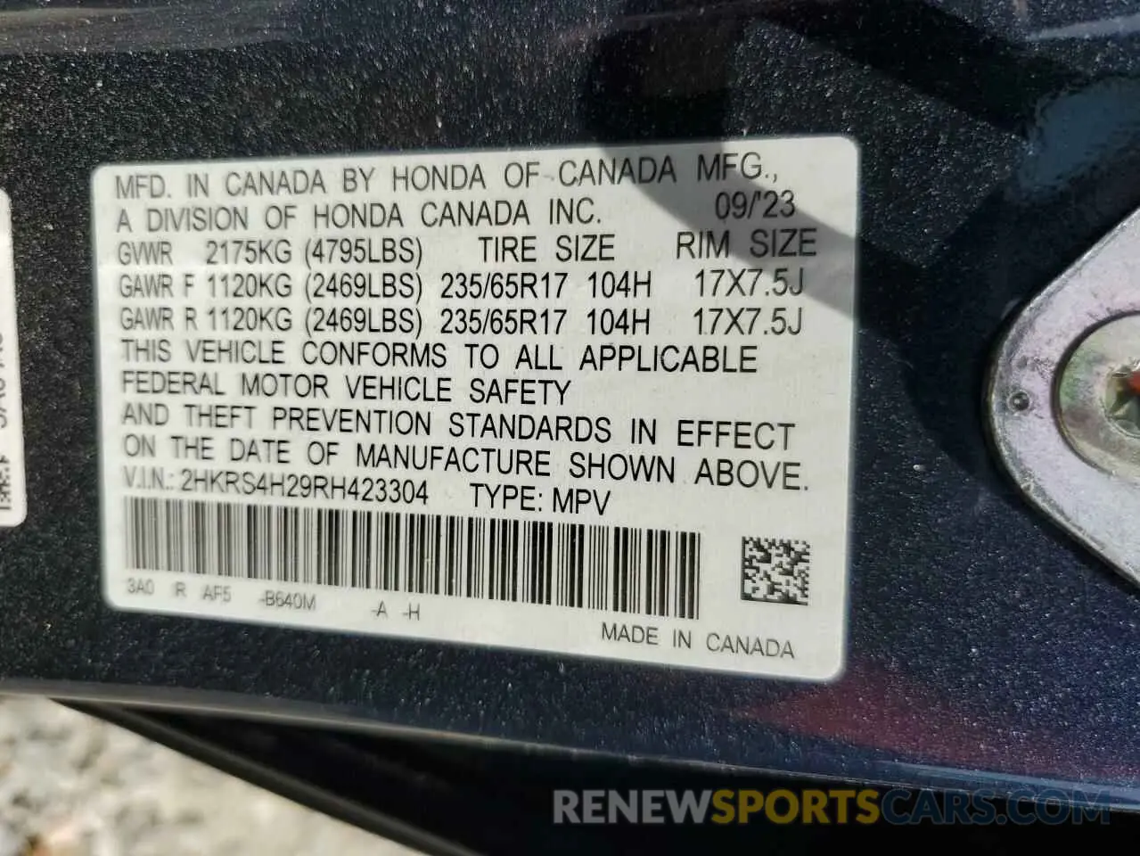 13 Фотография поврежденного автомобиля 2HKRS4H29RH423304 HONDA CRV 2024