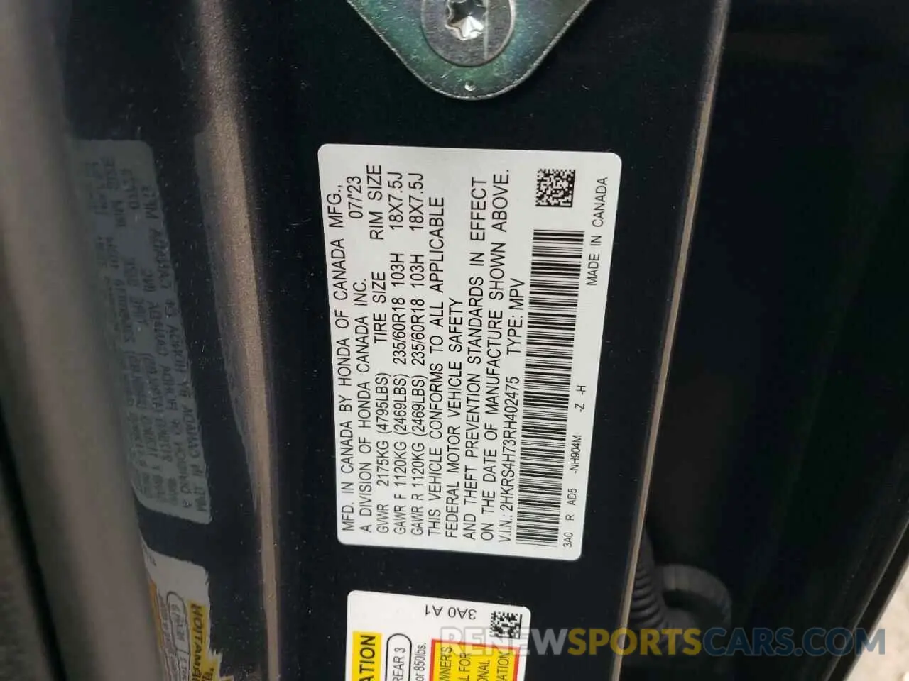 13 Фотография поврежденного автомобиля 2HKRS4H73RH402475 HONDA CRV 2024