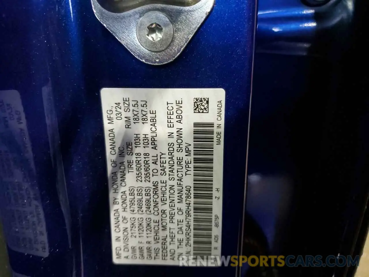 13 Фотография поврежденного автомобиля 2HKRS4H79RH478640 HONDA CRV 2024