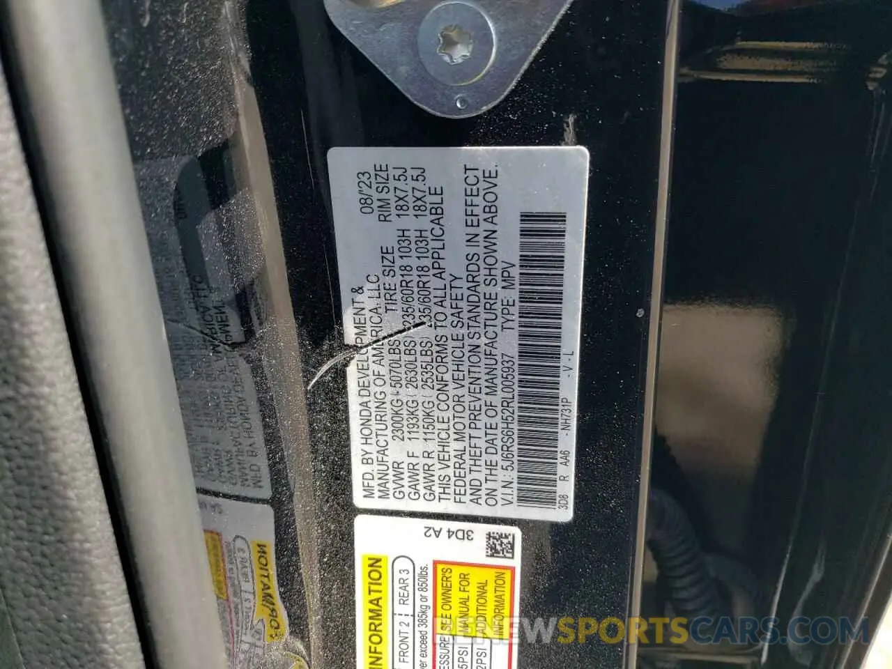 13 Photograph of a damaged car 5J6RS6H52RL005937 HONDA CRV 2024