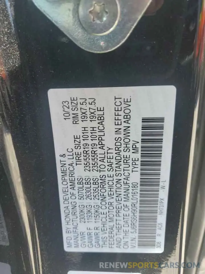 14 Фотография поврежденного автомобиля 5J6RS6H90RL016180 HONDA CRV 2024
