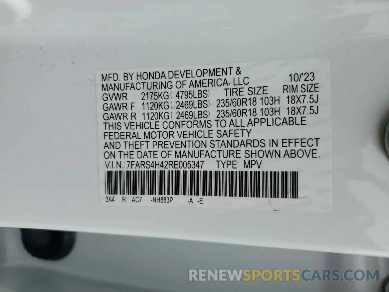 13 Photograph of a damaged car 7FARS4H42RE005347 HONDA CRV 2024