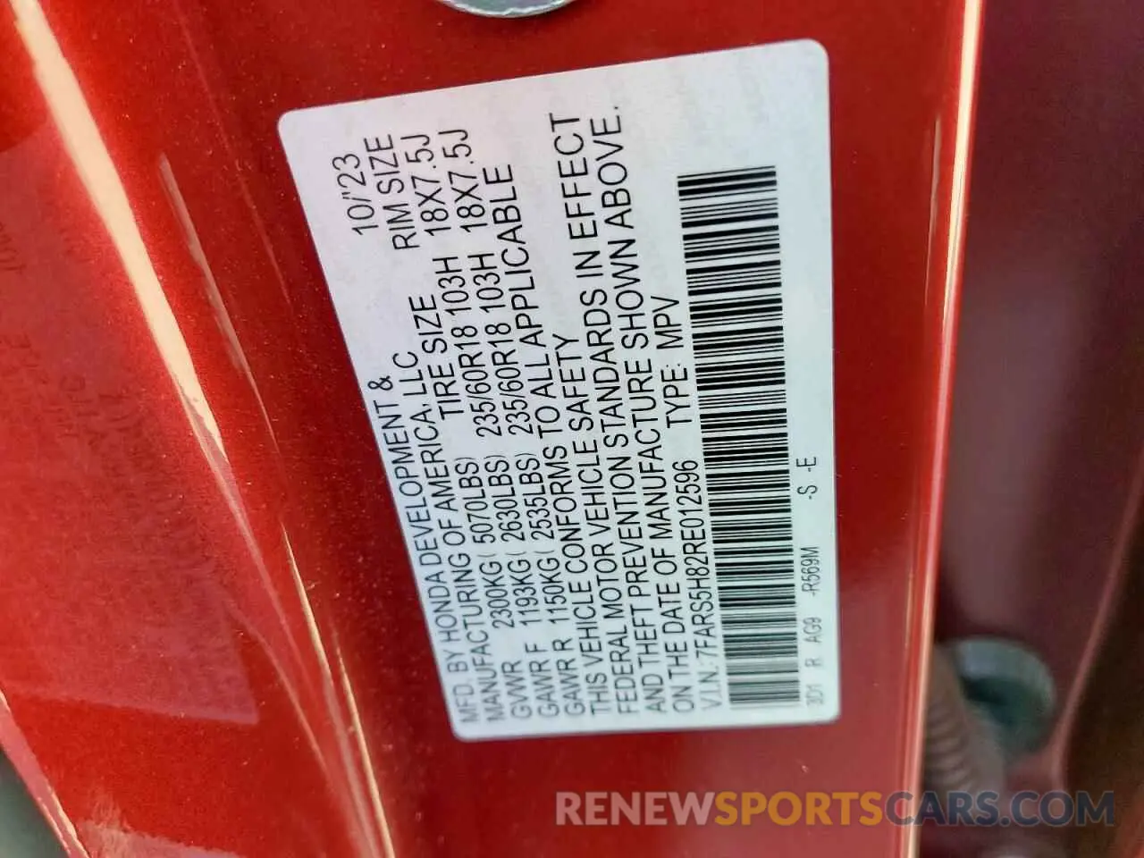 12 Фотография поврежденного автомобиля 7FARS5H82RE012596 HONDA CRV 2024