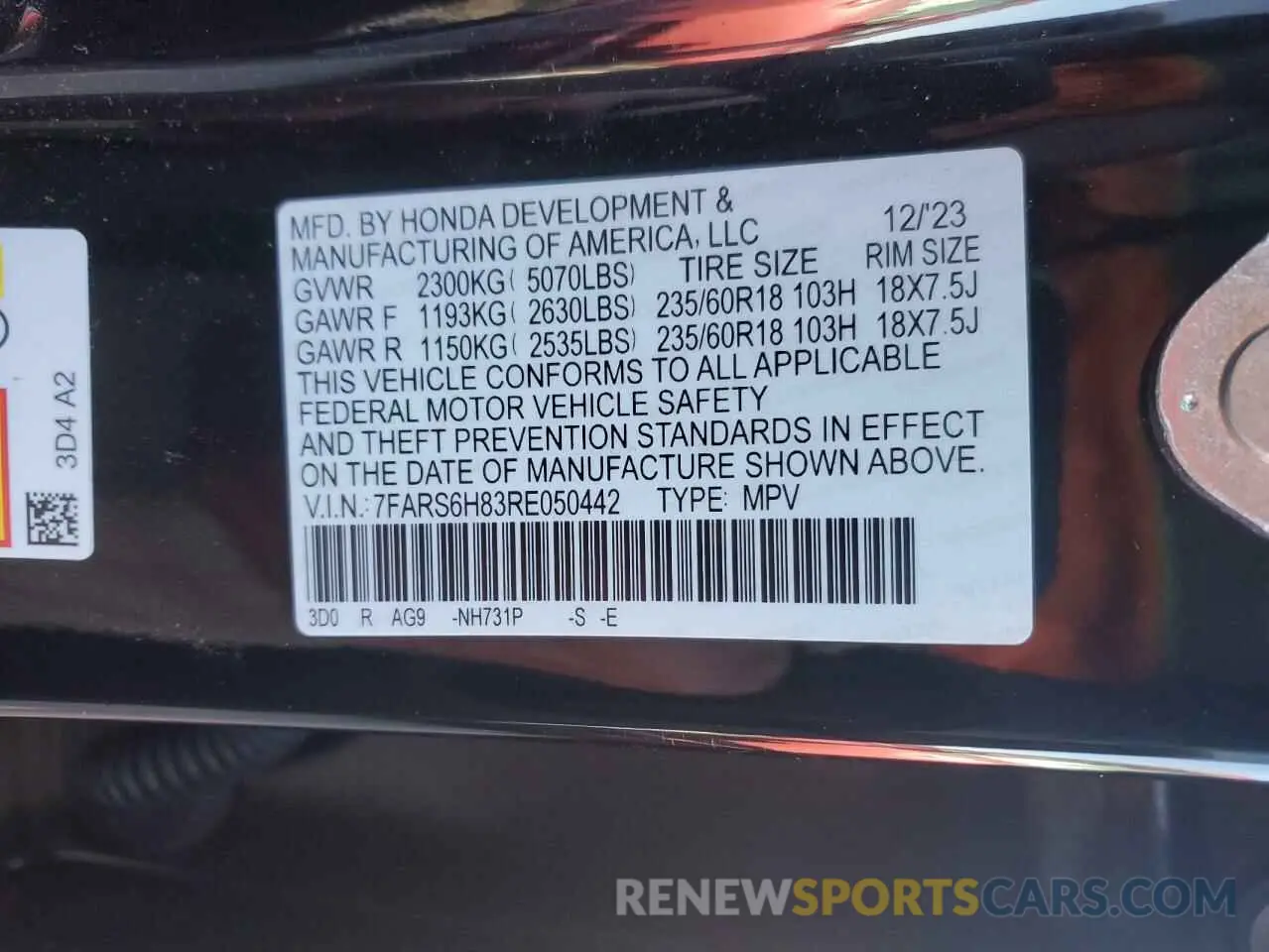 13 Photograph of a damaged car 7FARS6H83RE050442 HONDA CRV 2024