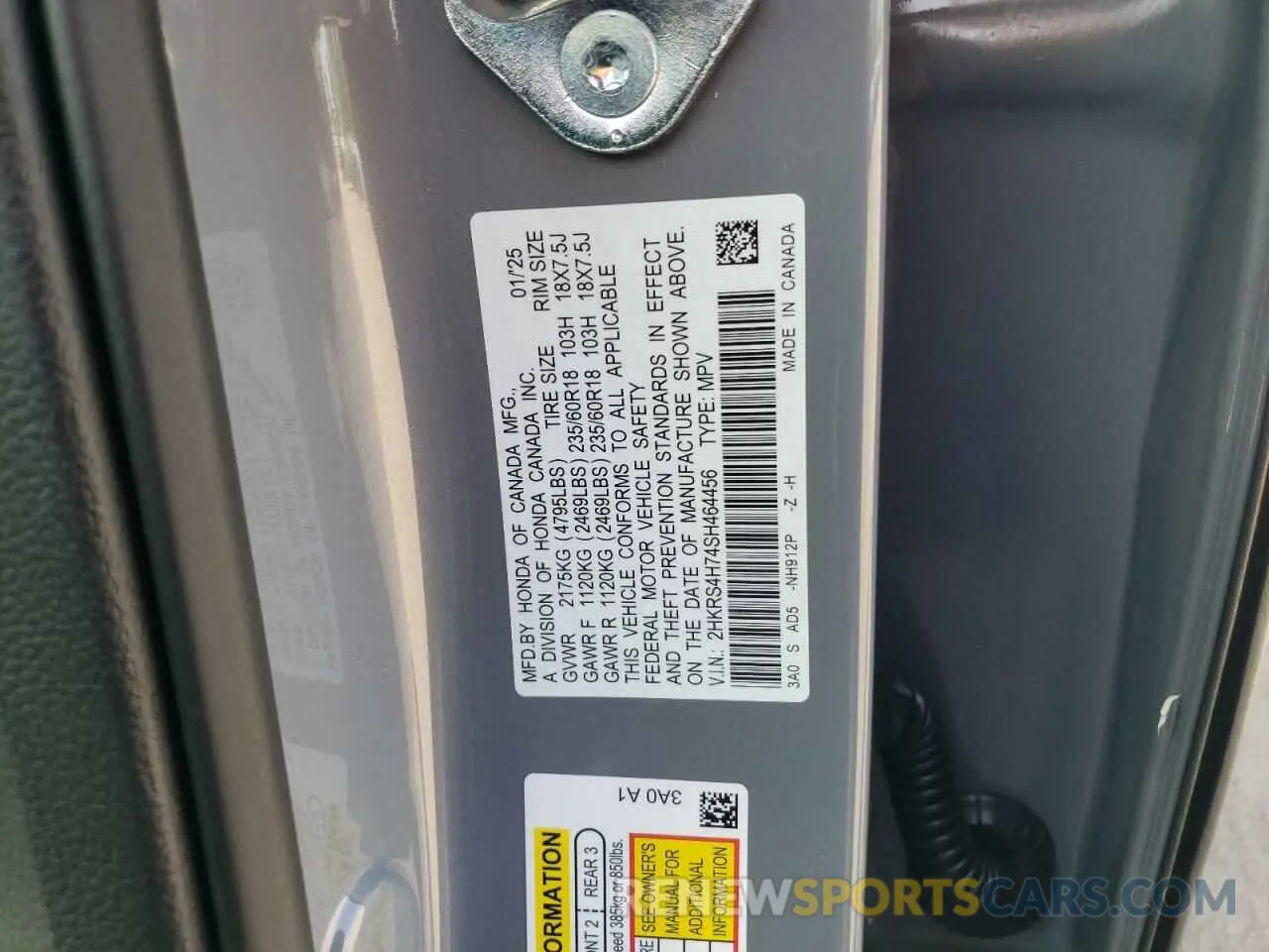 13 Фотография поврежденного автомобиля 2HKRS4H74SH464456 HONDA CRV 2025