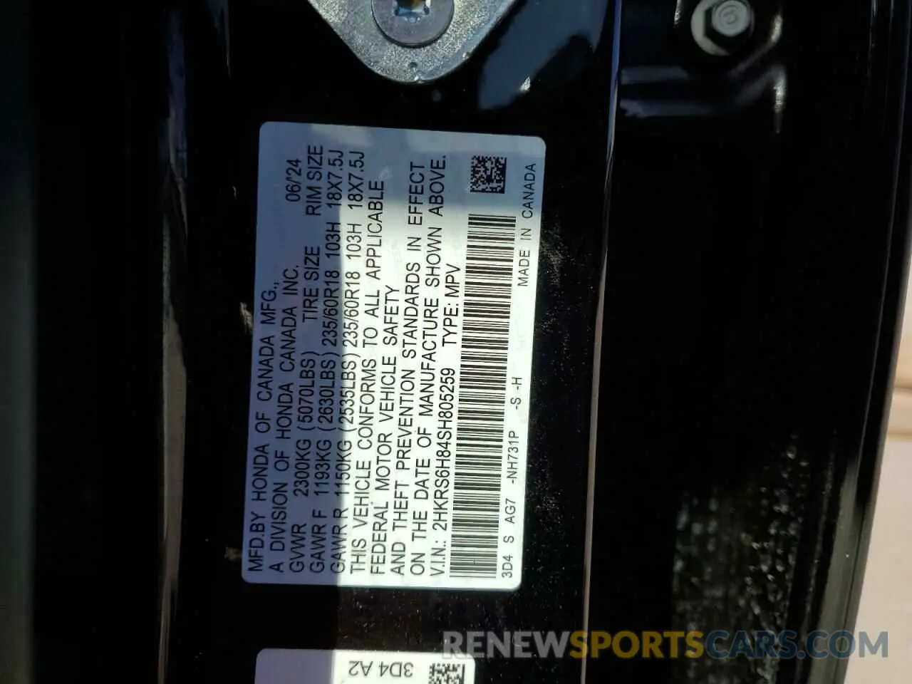 13 Фотография поврежденного автомобиля 2HKRS6H84SH805259 HONDA CRV 2025