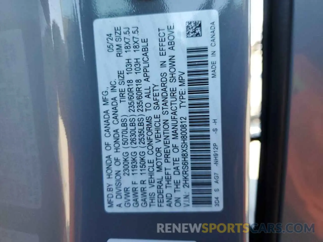 14 Photograph of a damaged car 2HKRS6H8XSH800812 HONDA CRV 2025