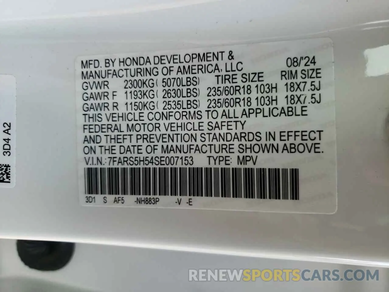 13 Photograph of a damaged car 7FARS5H54SE007153 HONDA CRV 2025