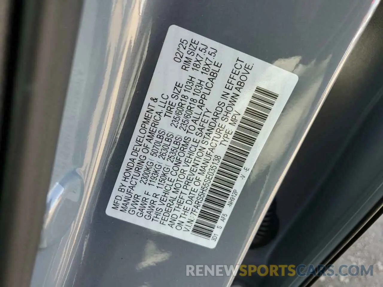 13 Фотография поврежденного автомобиля 7FARS5H55SE035138 HONDA CRV 2025