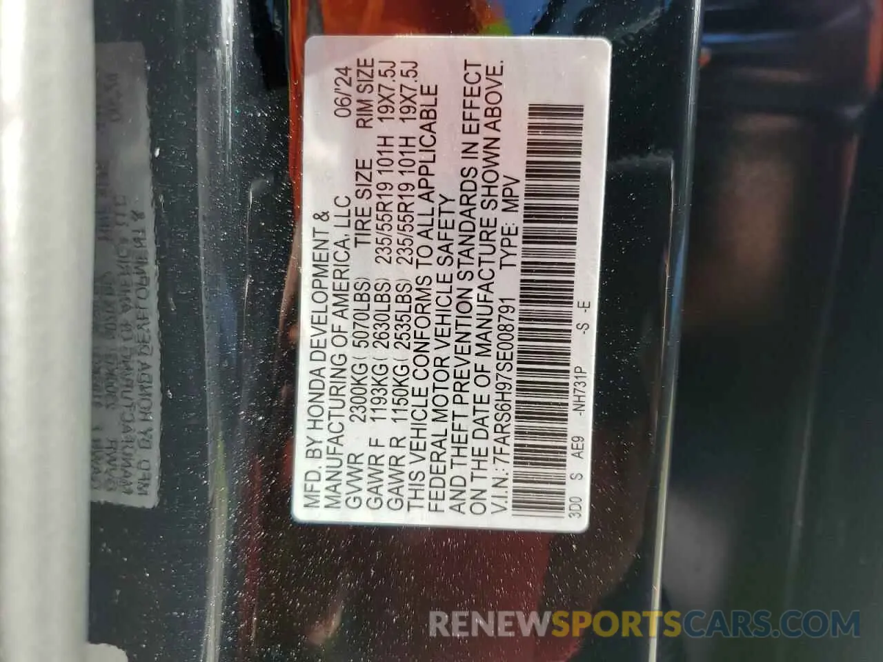 13 Фотография поврежденного автомобиля 7FARS6H97SE008791 HONDA CRV 2025