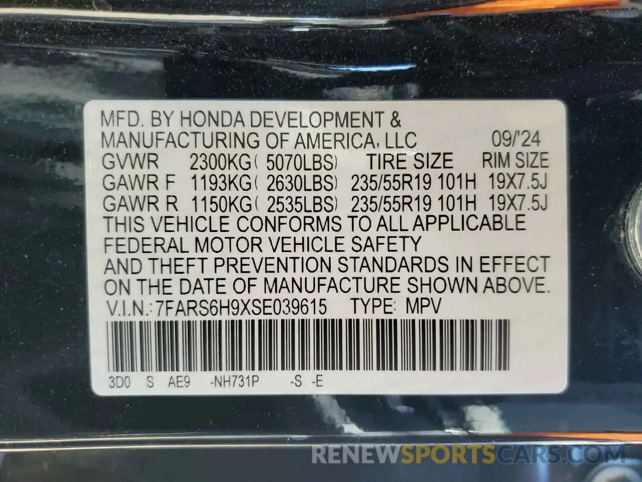 13 Photograph of a damaged car 7FARS6H9XSE039615 HONDA CRV 2025