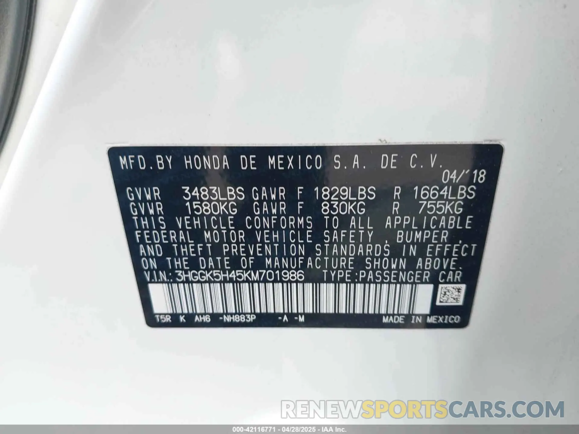9 Photograph of a damaged car 3HGGK5H45KM701986 HONDA FIT 2019
