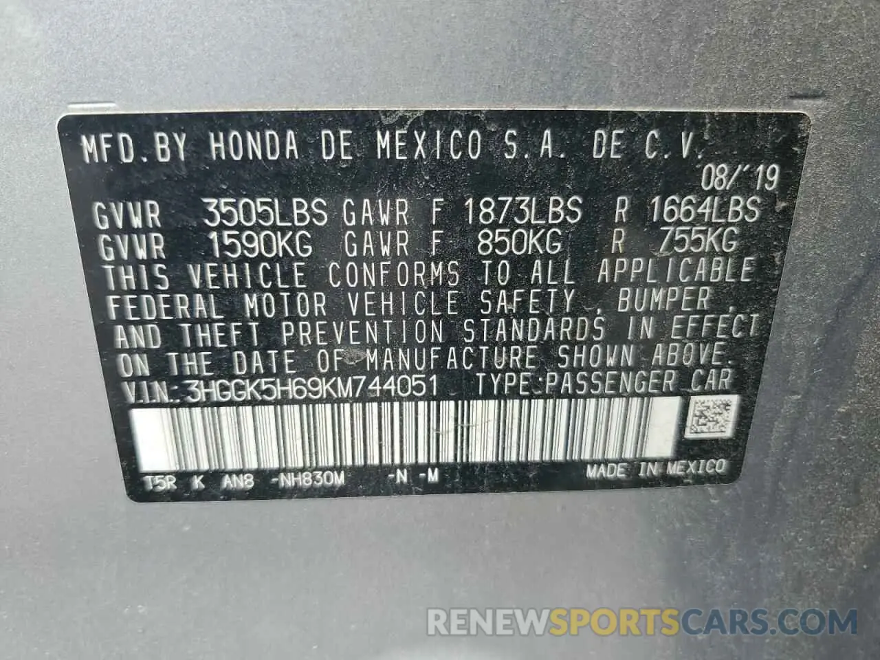 12 Фотография поврежденного автомобиля 3HGGK5H69KM744051 HONDA FIT 2019