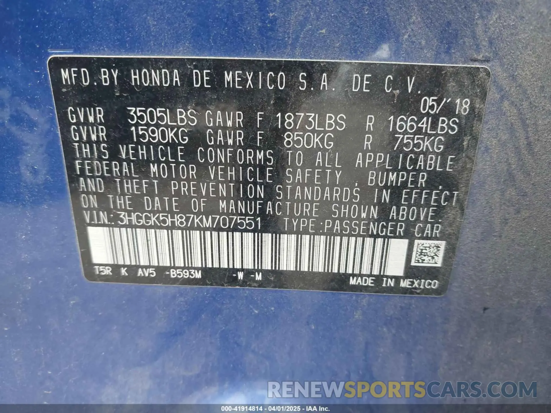 9 Photograph of a damaged car 3HGGK5H87KM707551 HONDA FIT 2019