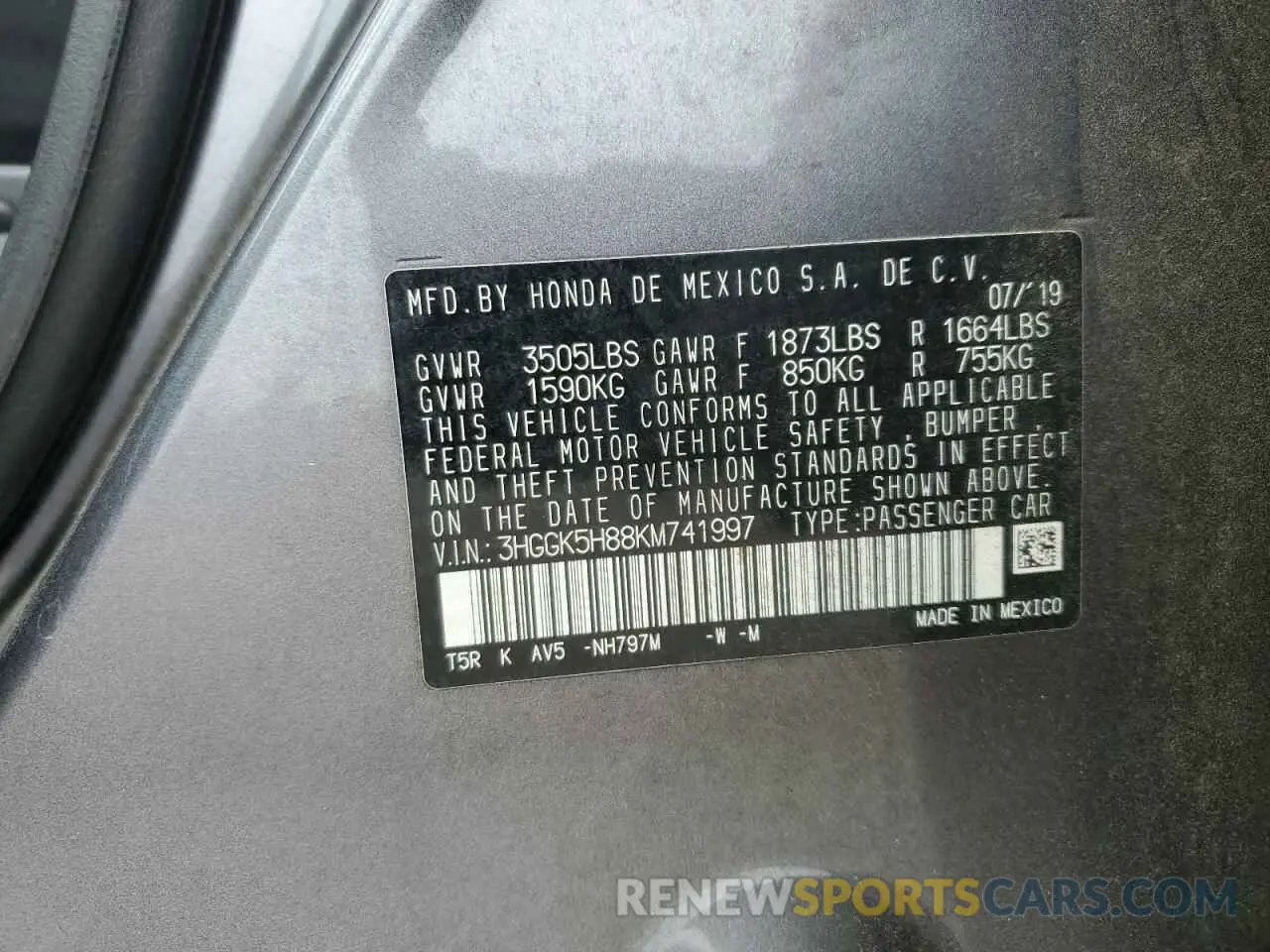 14 Фотография поврежденного автомобиля 3HGGK5H88KM741997 HONDA FIT 2019