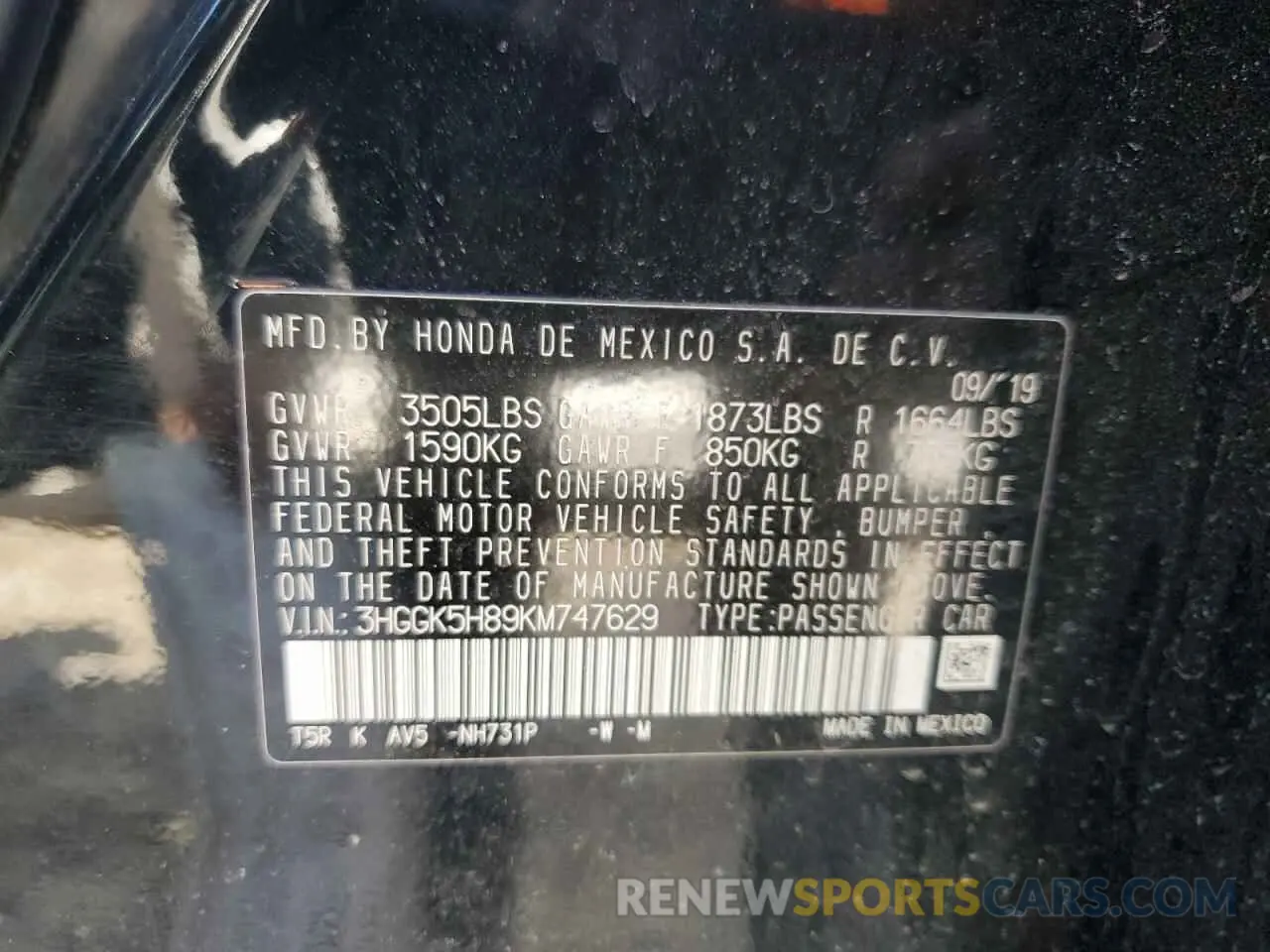 12 Photograph of a damaged car 3HGGK5H89KM747629 HONDA FIT 2019