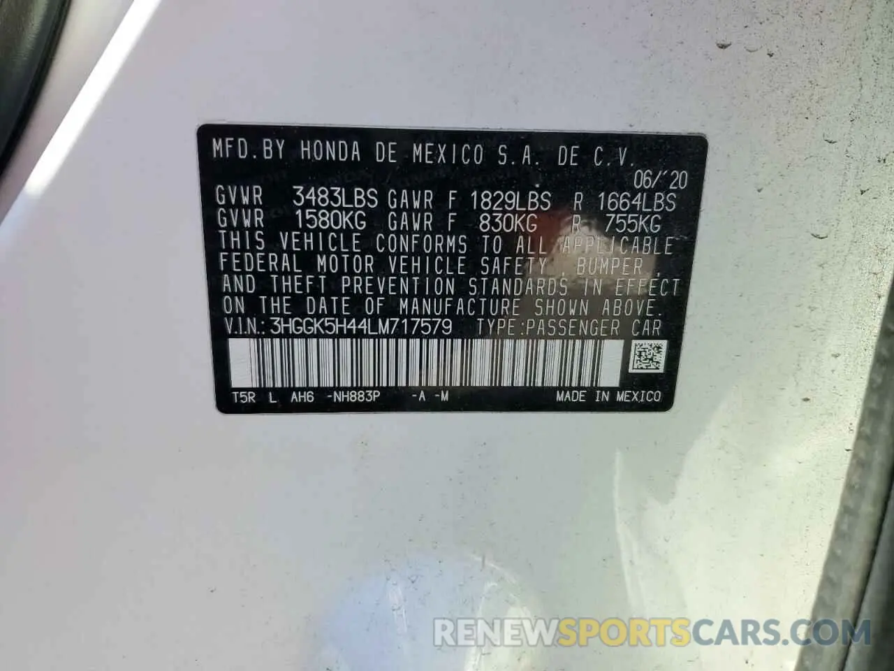 12 Photograph of a damaged car 3HGGK5H44LM717579 HONDA FIT 2020