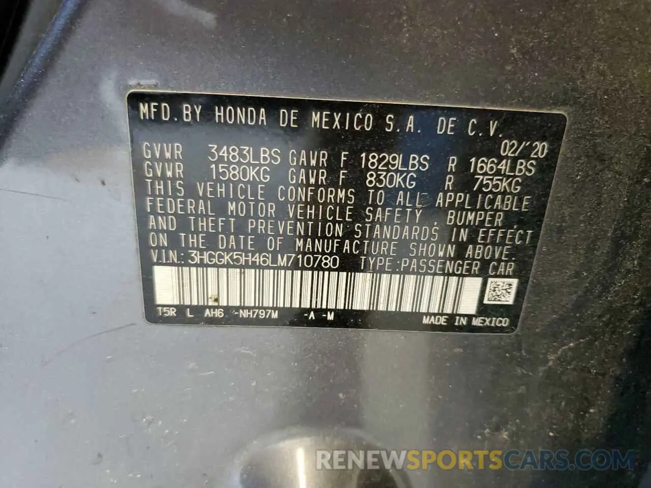 14 Фотография поврежденного автомобиля 3HGGK5H46LM710780 HONDA FIT 2020