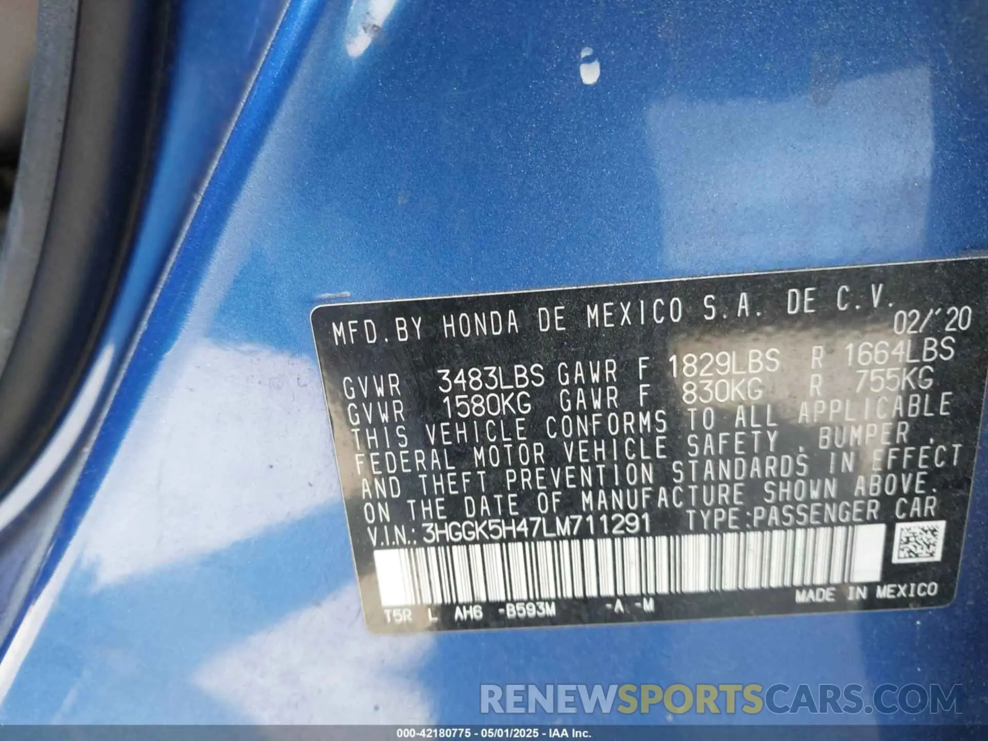 9 Photograph of a damaged car 3HGGK5H47LM711291 HONDA FIT 2020