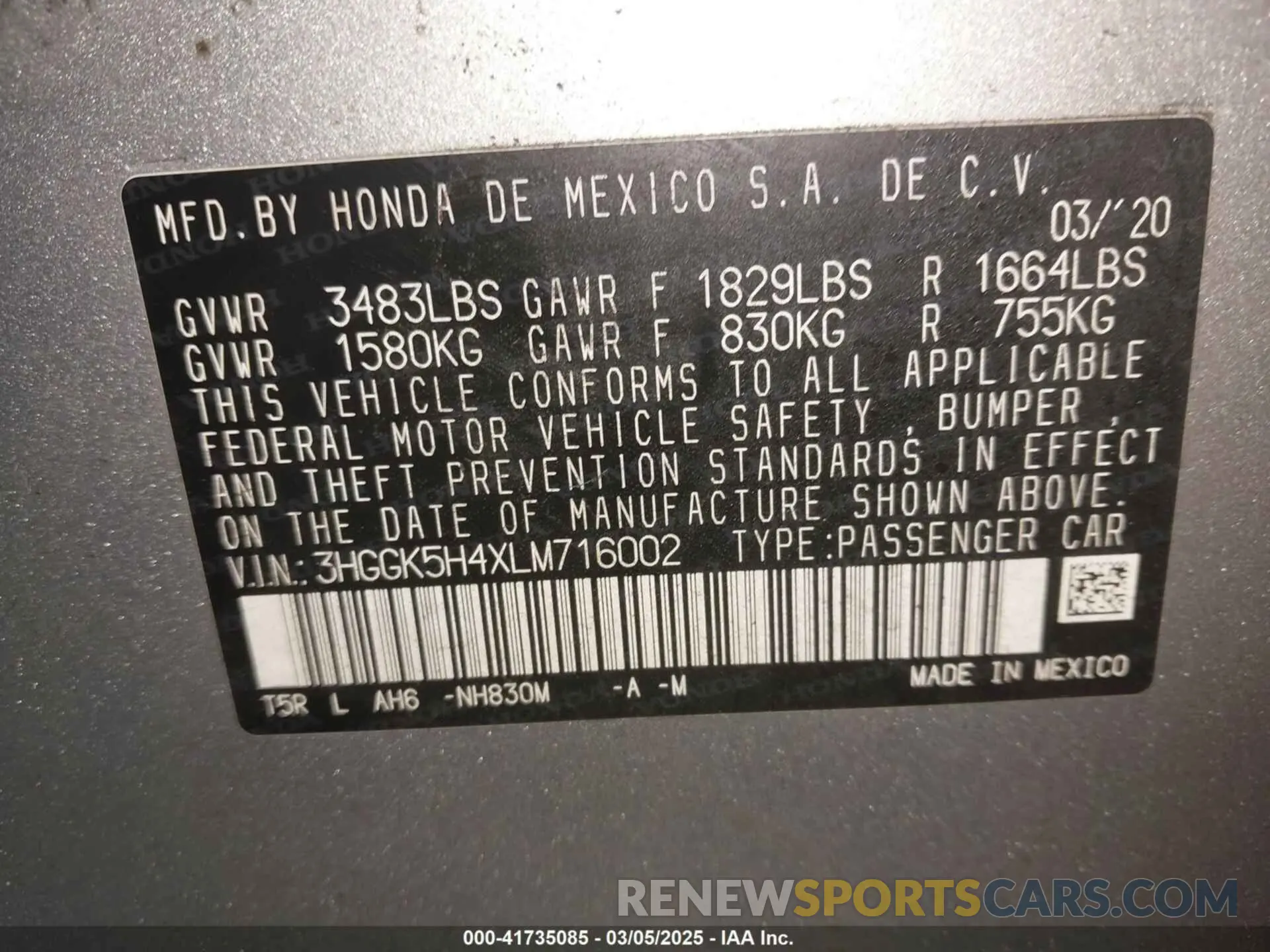 9 Photograph of a damaged car 3HGGK5H4XLM716002 HONDA FIT 2020