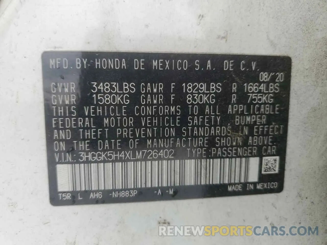 12 Photograph of a damaged car 3HGGK5H4XLM726402 HONDA FIT 2020