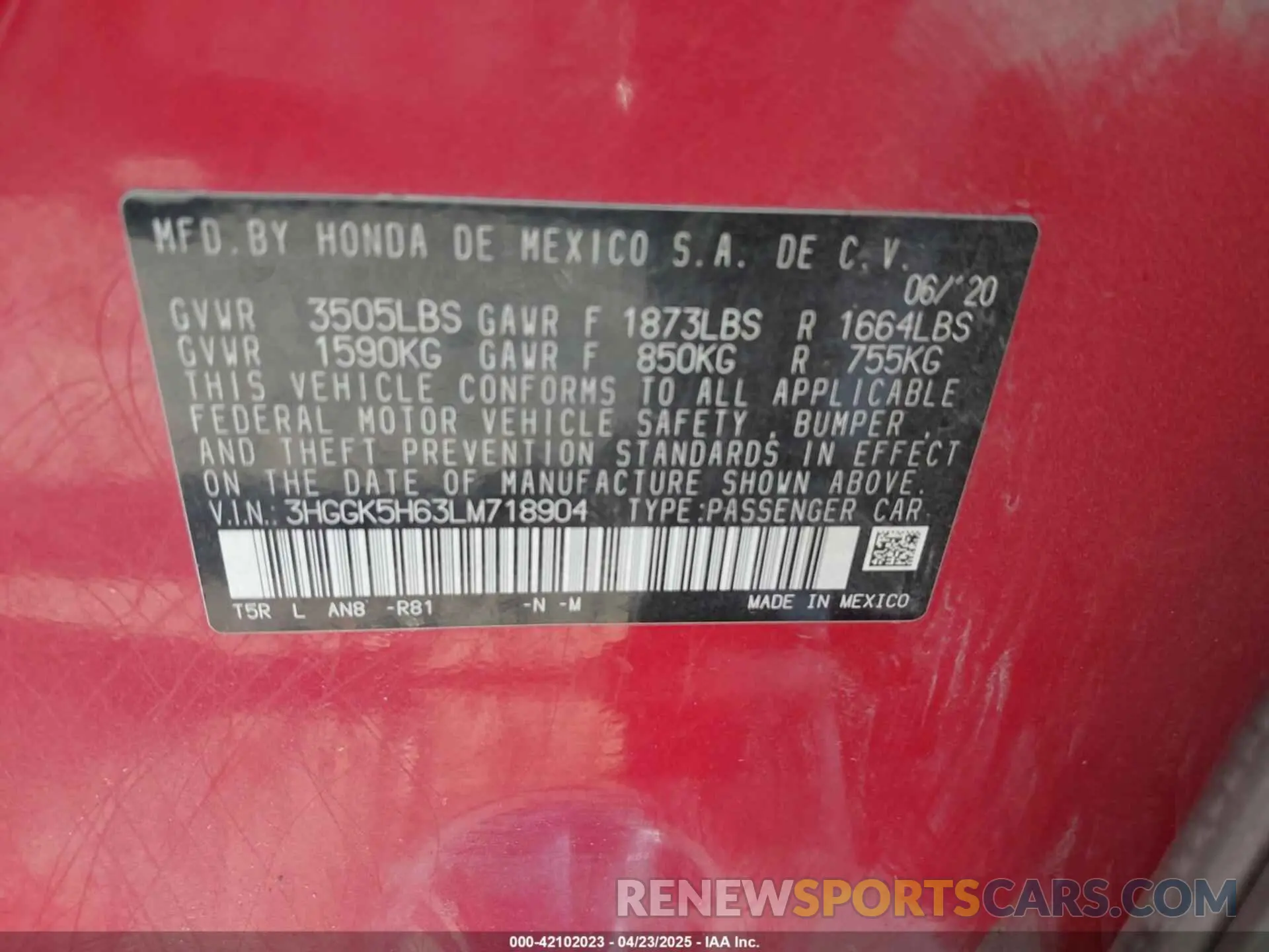 9 Фотография поврежденного автомобиля 3HGGK5H63LM718904 HONDA FIT 2020