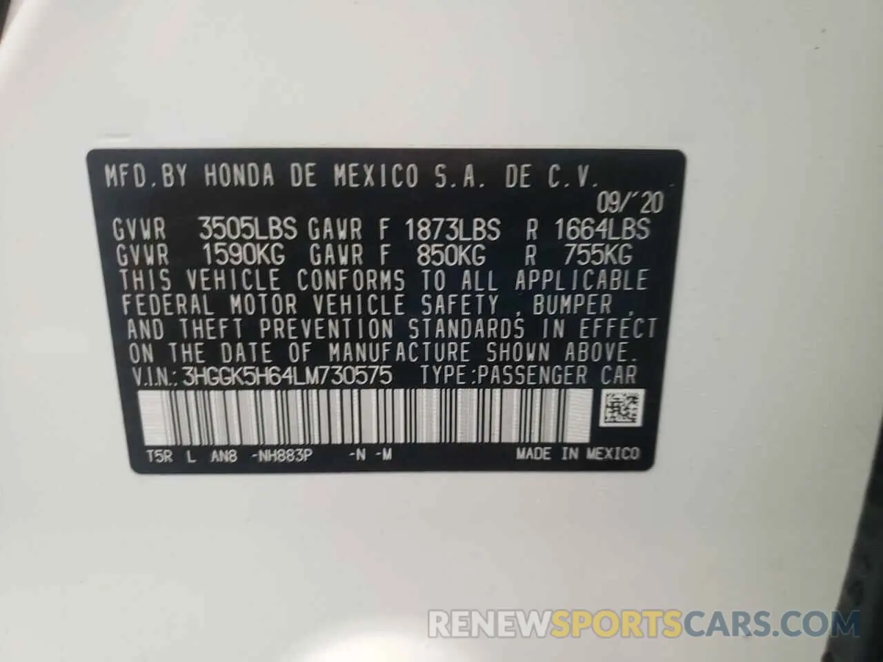 14 Photograph of a damaged car 3HGGK5H64LM730575 HONDA FIT 2020