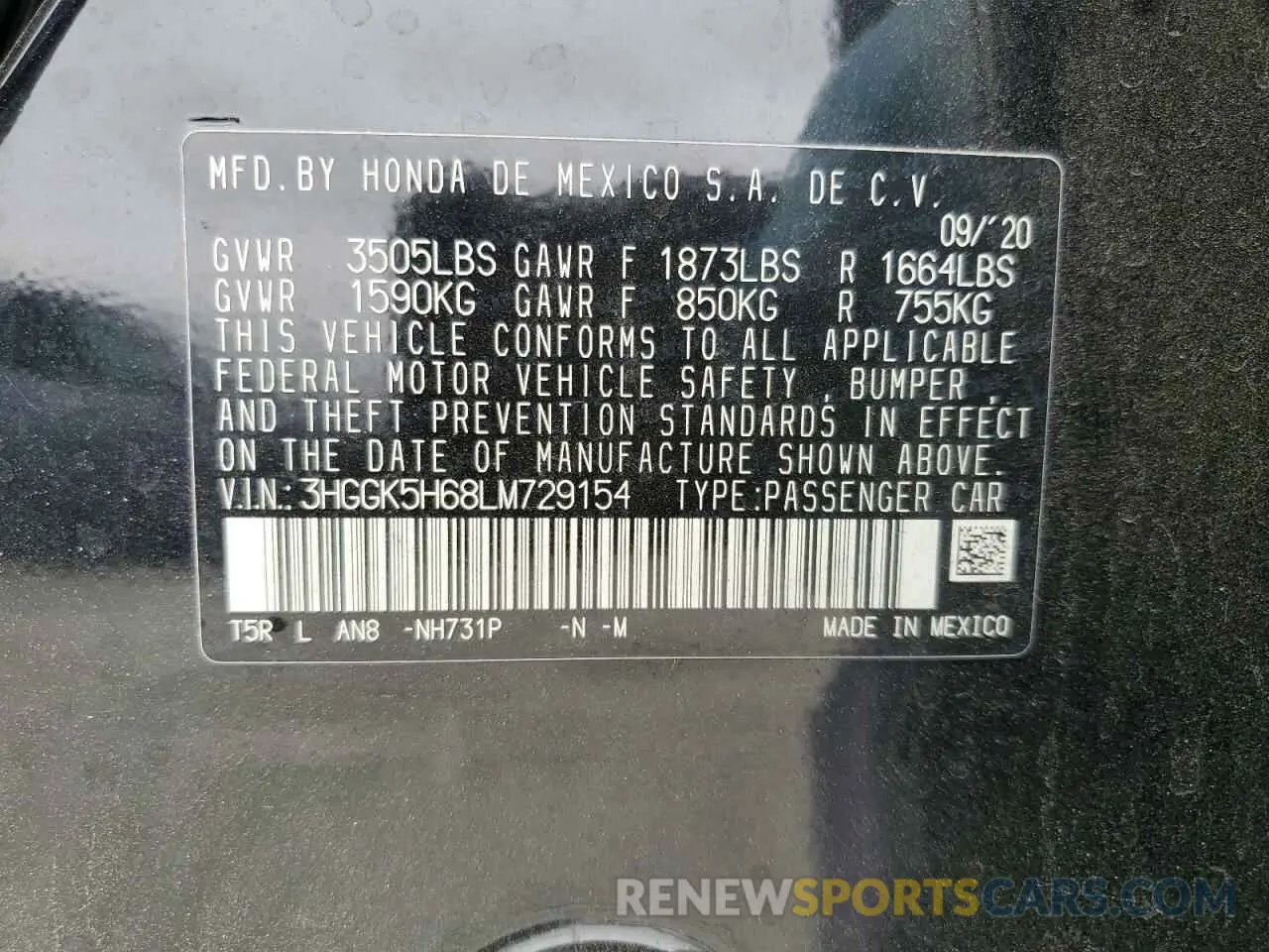 13 Фотография поврежденного автомобиля 3HGGK5H68LM729154 HONDA FIT 2020