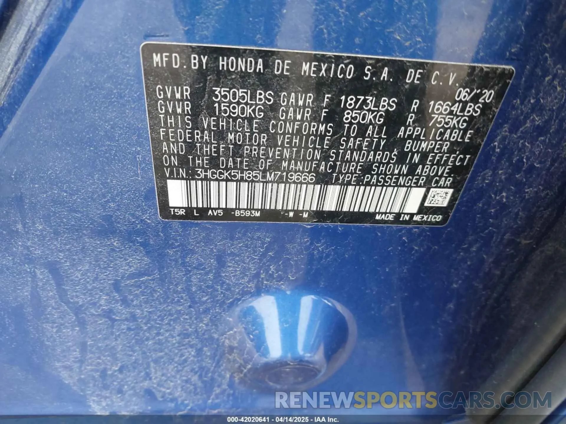 9 Photograph of a damaged car 3HGGK5H85LM719666 HONDA FIT 2020