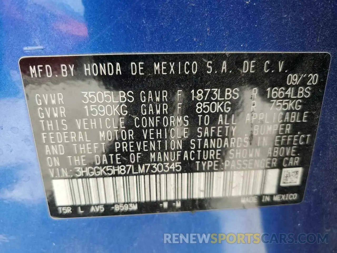 13 Photograph of a damaged car 3HGGK5H87LM730345 HONDA FIT 2020
