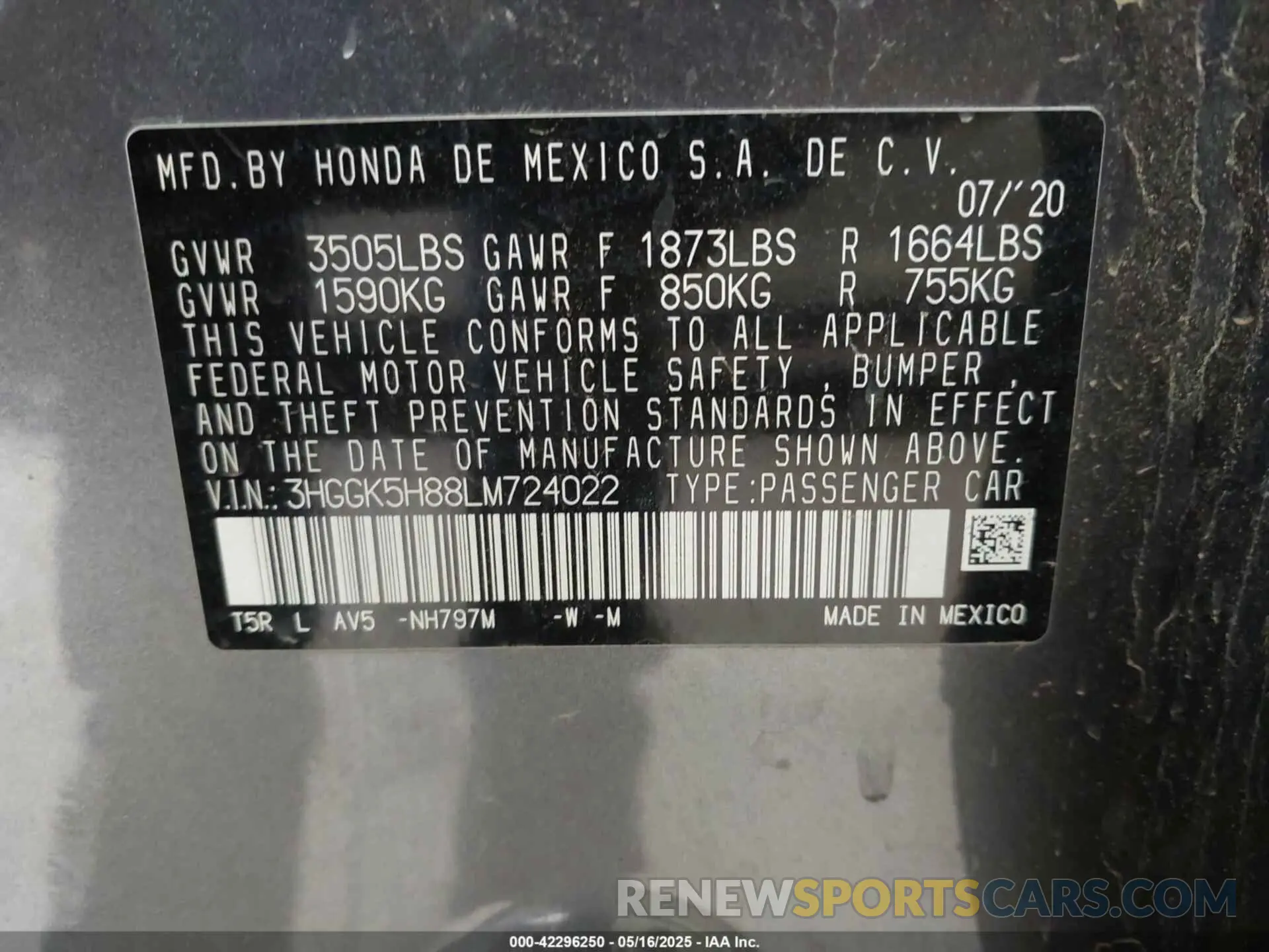 9 Photograph of a damaged car 3HGGK5H88LM724022 HONDA FIT 2020
