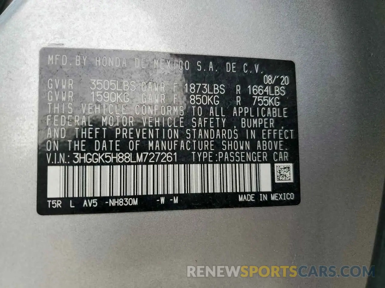 13 Photograph of a damaged car 3HGGK5H88LM727261 HONDA FIT 2020