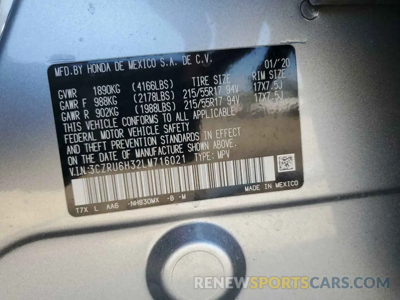 15 Photograph of a damaged car 3CZRU6H32LM716021 HONDA HR-V 2020