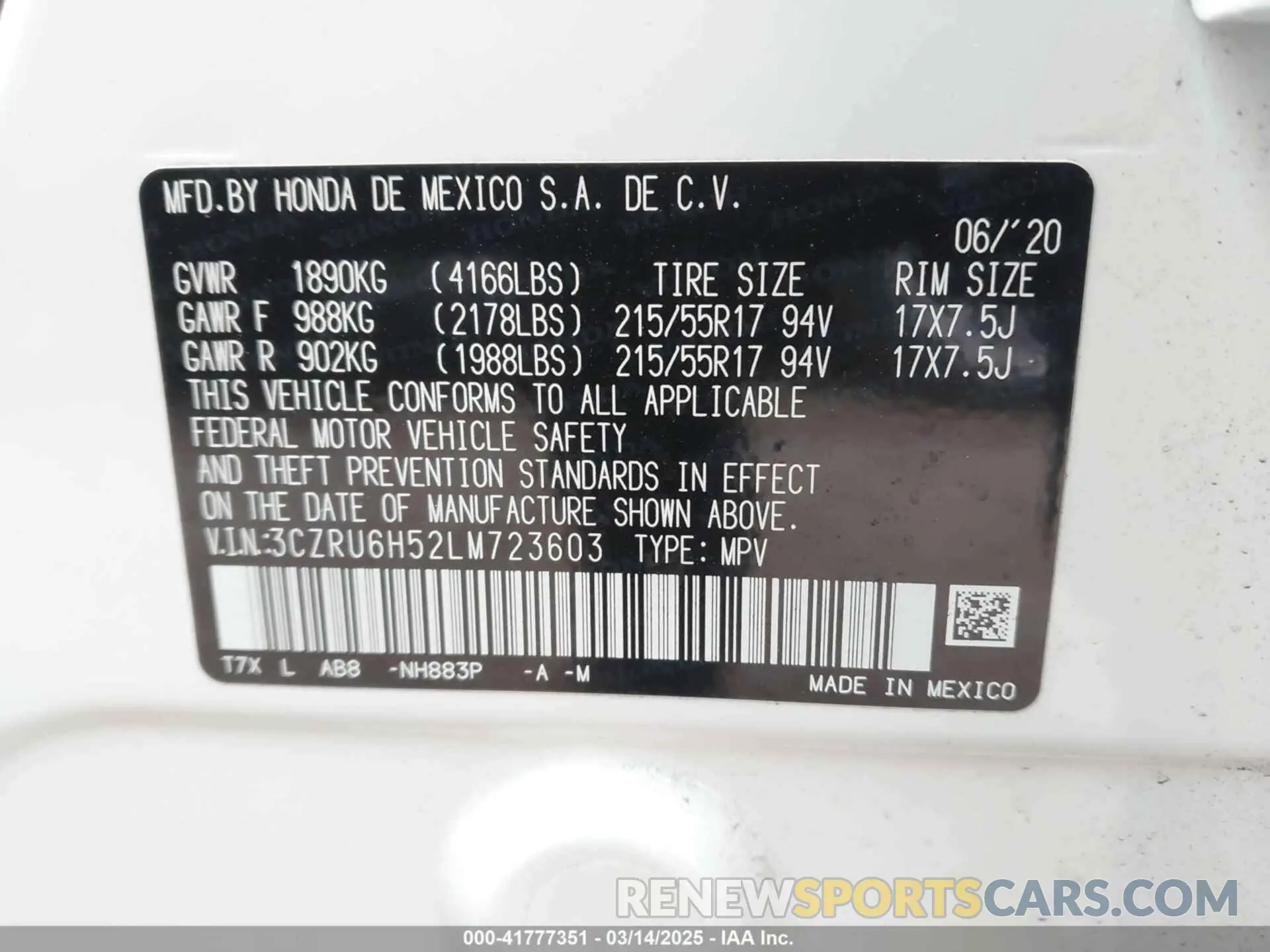 9 Photograph of a damaged car 3CZRU6H52LM723603 HONDA HR-V 2020