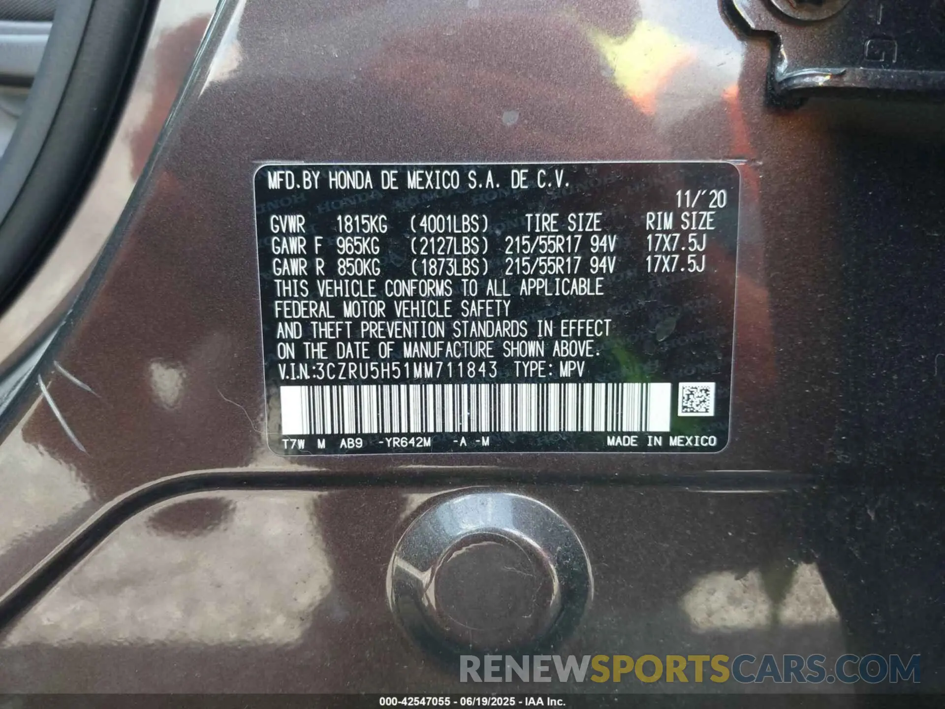 9 Photograph of a damaged car 3CZRU5H51MM711843 HONDA HR-V 2021