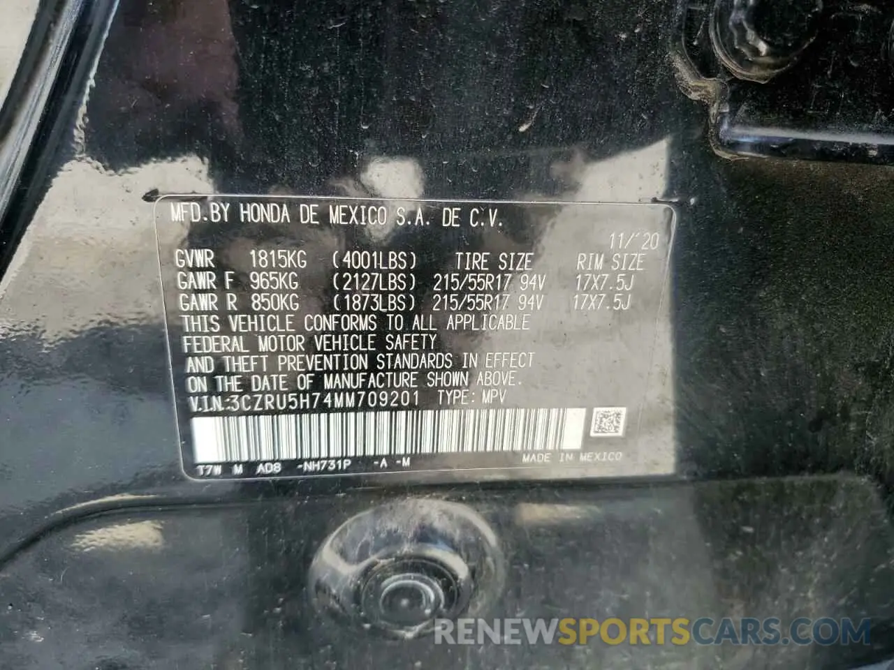 14 Фотография поврежденного автомобиля 3CZRU5H74MM709201 HONDA HR-V 2021