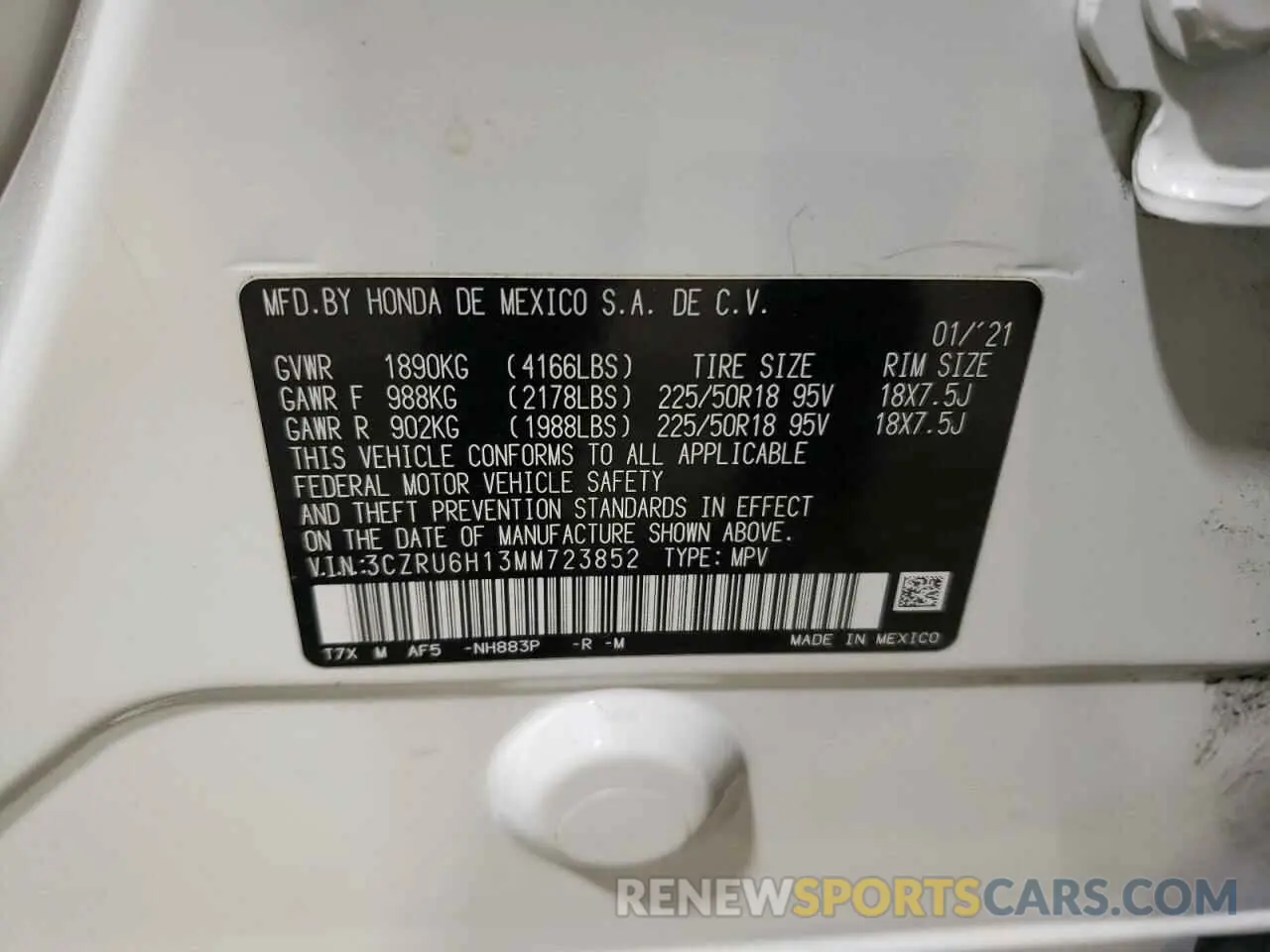 13 Photograph of a damaged car 3CZRU6H13MM723852 HONDA HR-V 2021