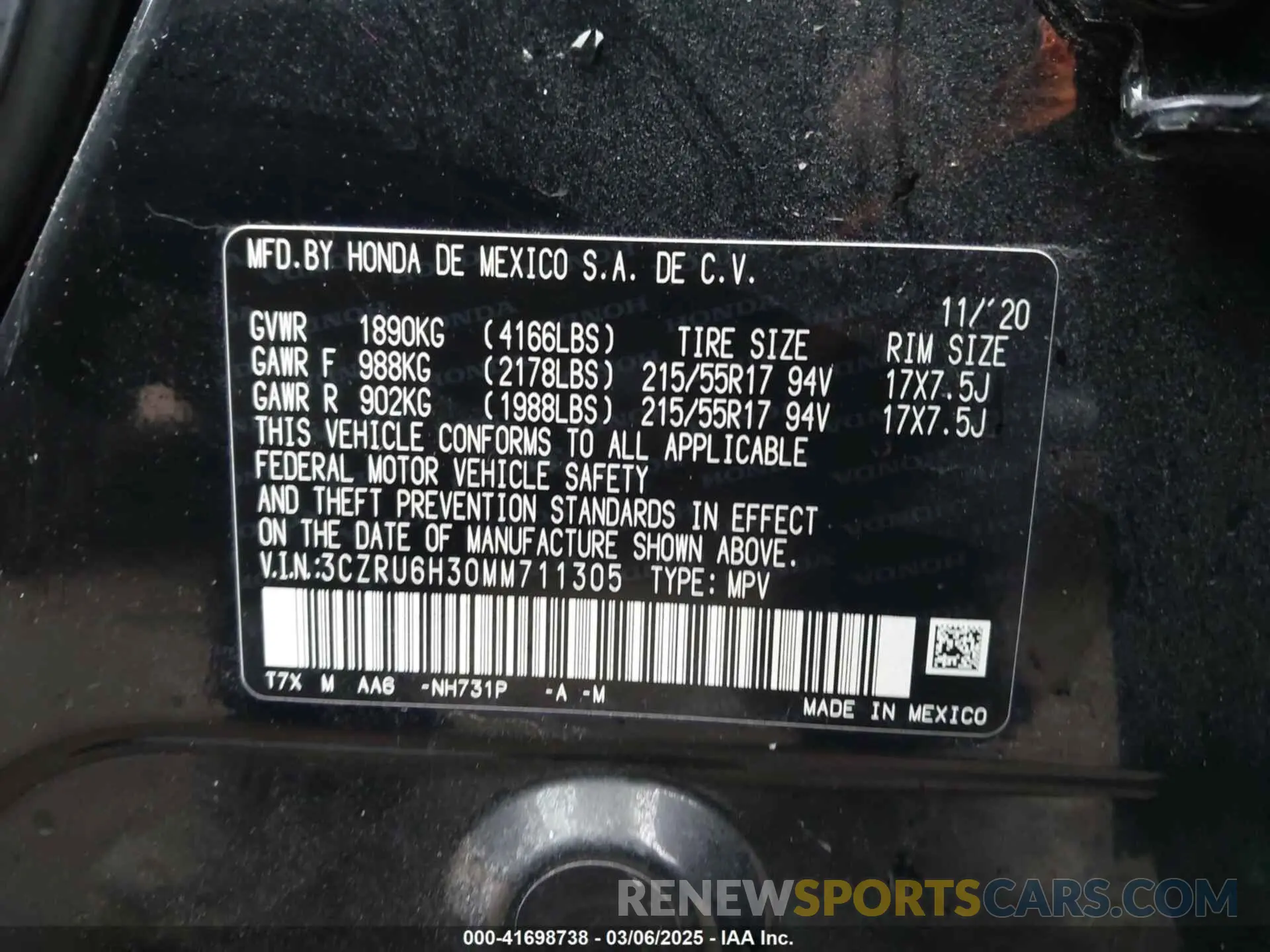9 Photograph of a damaged car 3CZRU6H30MM711305 HONDA HR-V 2021