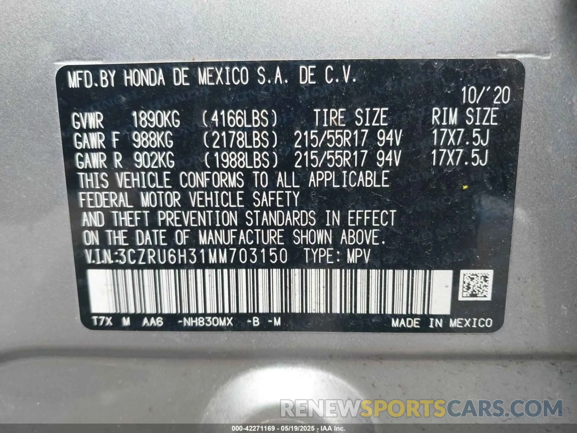 9 Photograph of a damaged car 3CZRU6H31MM703150 HONDA HR-V 2021