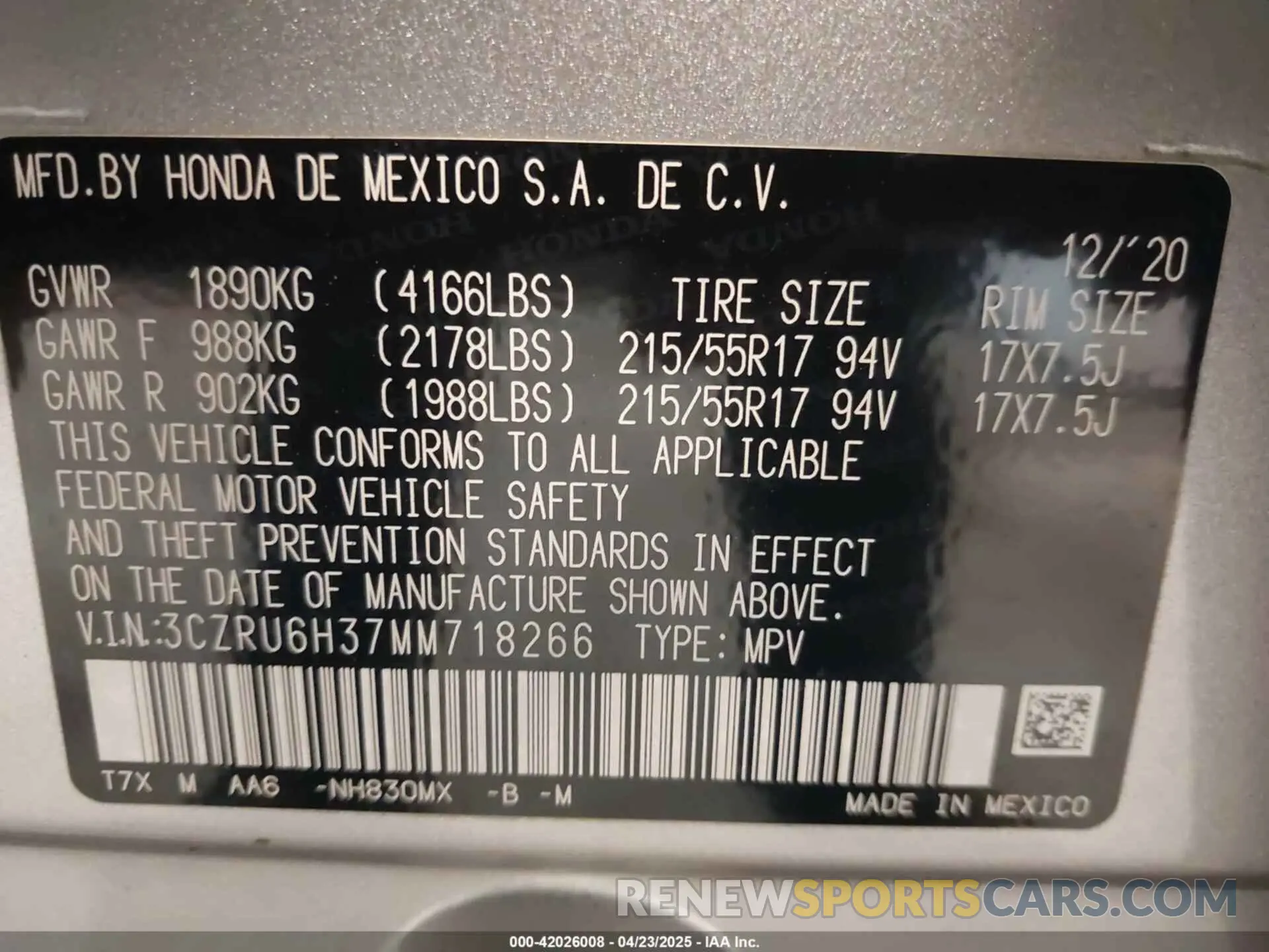 9 Photograph of a damaged car 3CZRU6H37MM718266 HONDA HR-V 2021