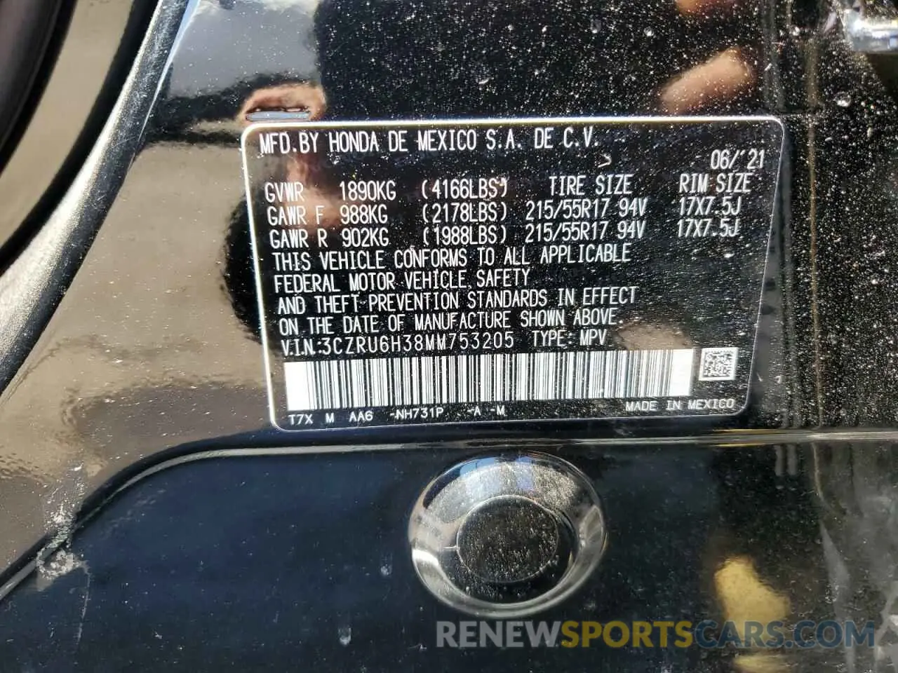 12 Photograph of a damaged car 3CZRU6H38MM753205 HONDA HR-V 2021