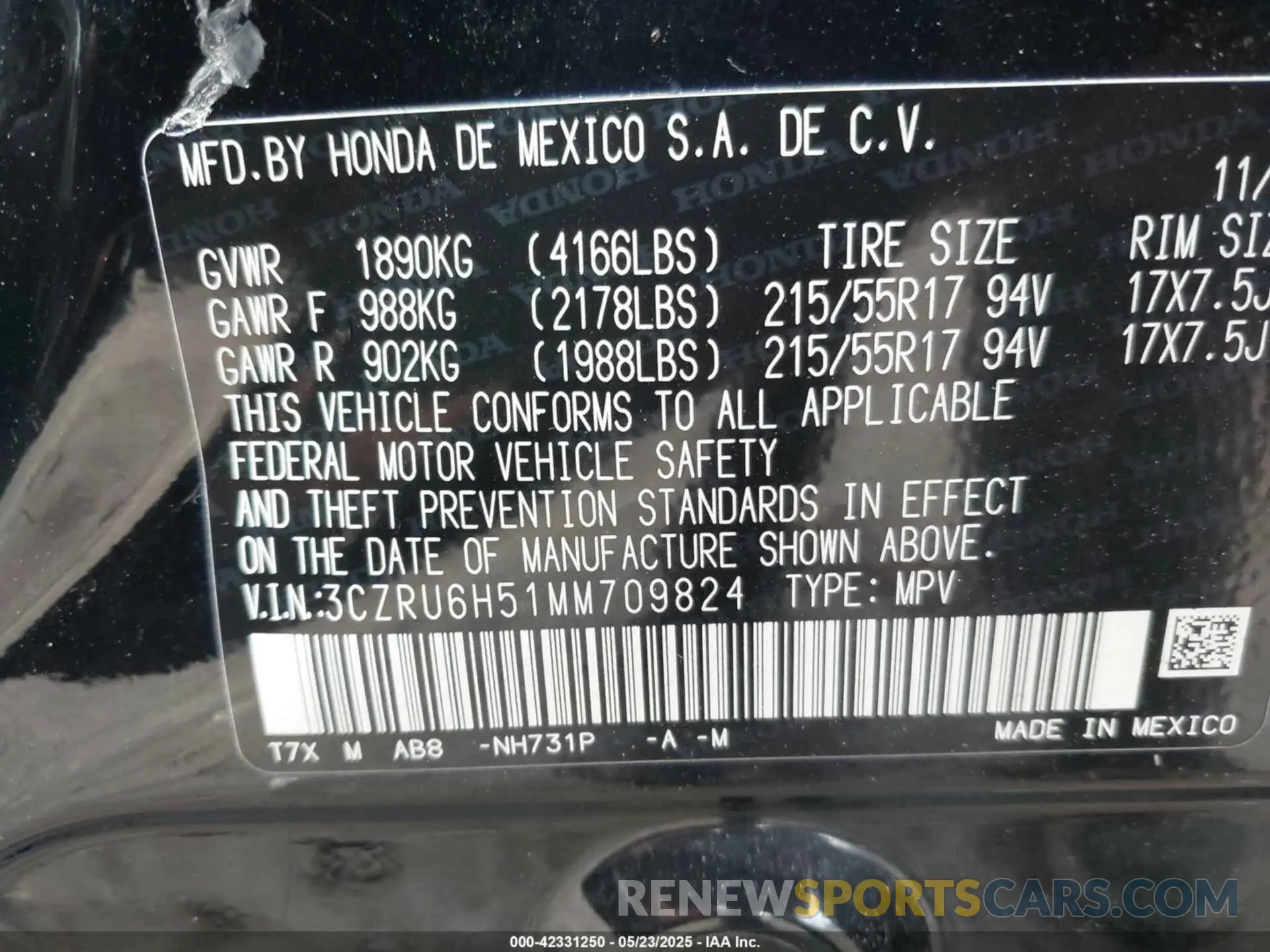 9 Photograph of a damaged car 3CZRU6H51MM709824 HONDA HR-V 2021