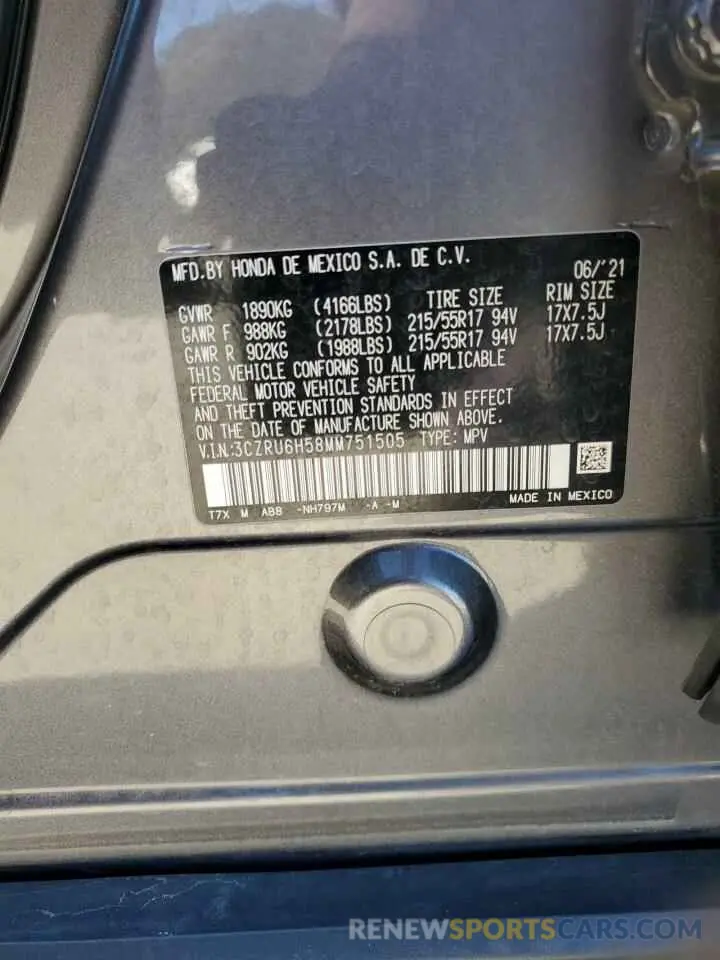 12 Фотография поврежденного автомобиля 3CZRU6H58MM751505 HONDA HR-V 2021