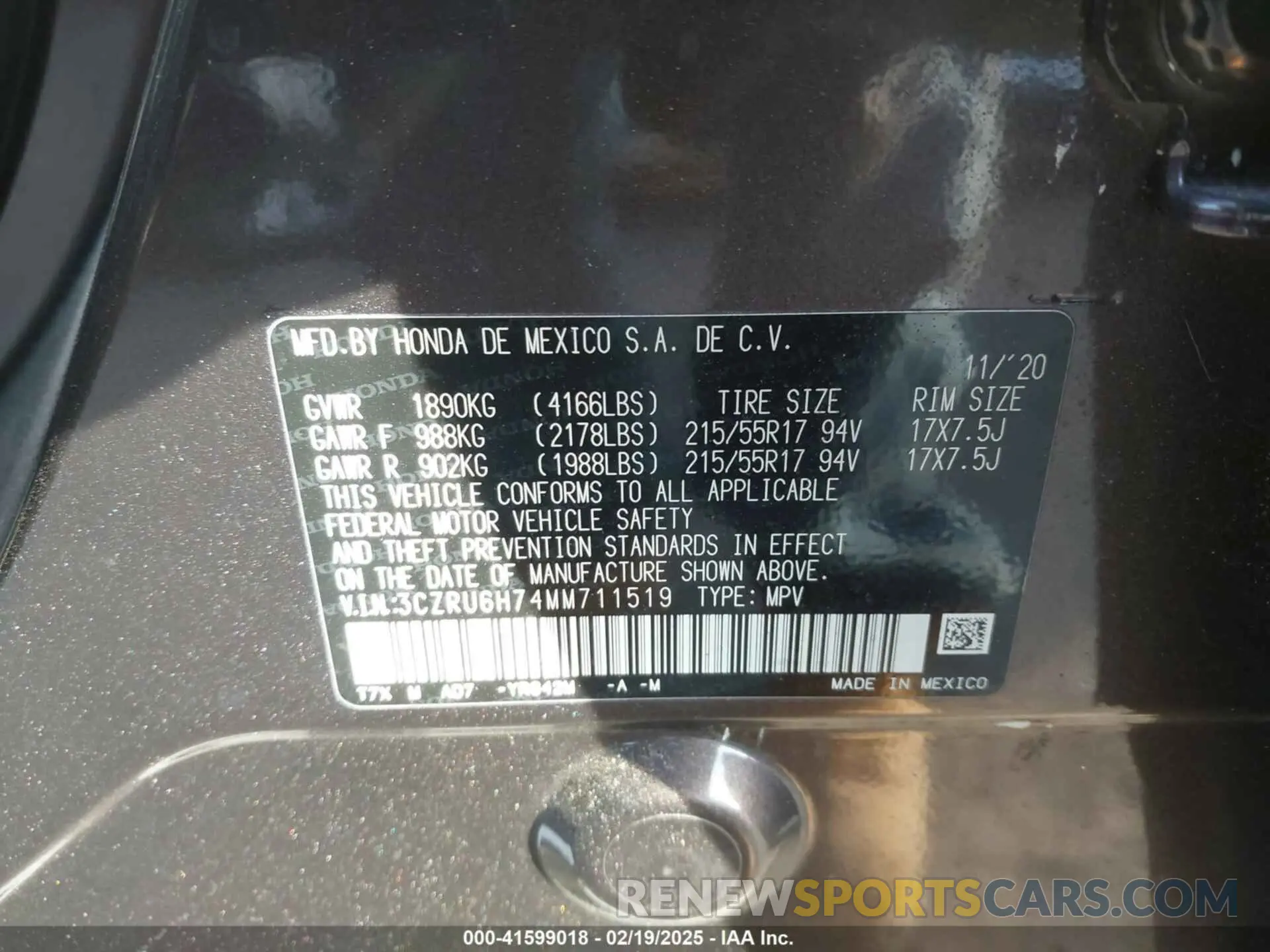9 Photograph of a damaged car 3CZRU6H74MM711519 HONDA HR-V 2021