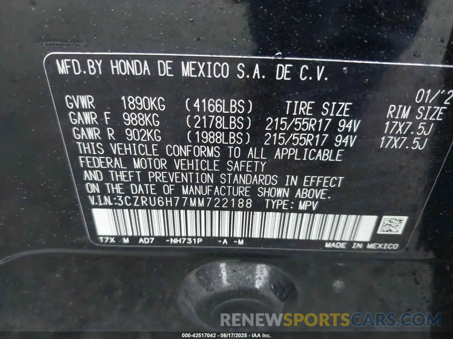9 Photograph of a damaged car 3CZRU6H77MM722188 HONDA HR-V 2021