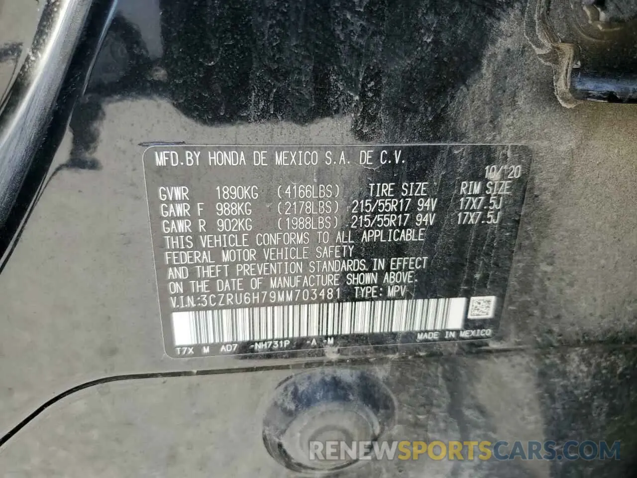 13 Photograph of a damaged car 3CZRU6H79MM703481 HONDA HR-V 2021