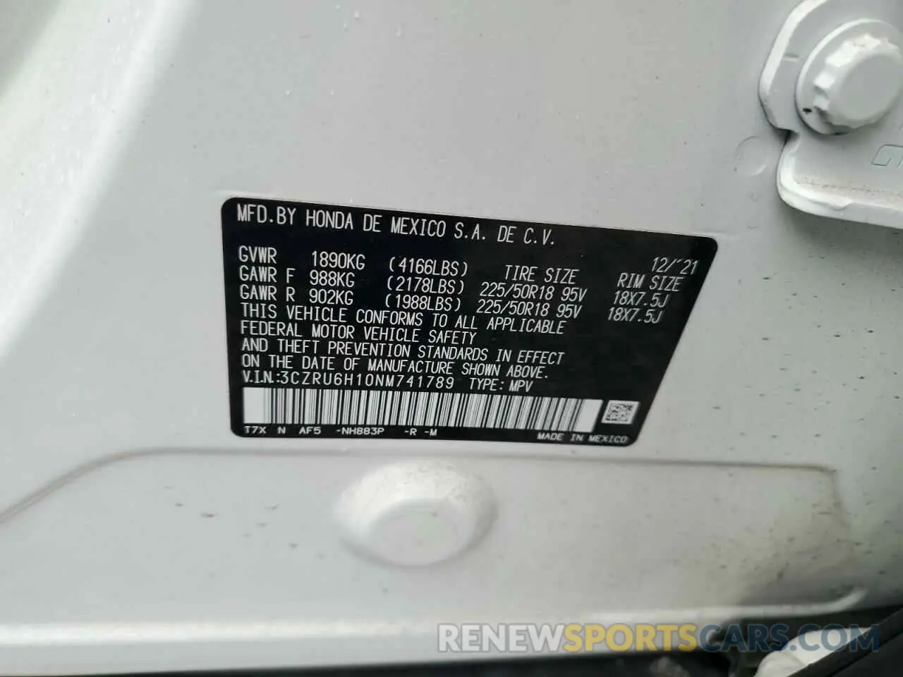 14 Фотография поврежденного автомобиля 3CZRU6H10NM741789 HONDA HR-V 2022